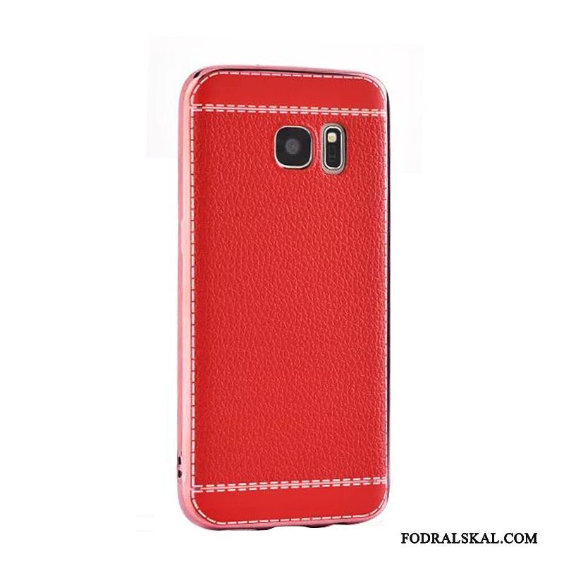 Skal Samsung Galaxy S7 Mjuk Telefon Röd, Fodral Samsung Galaxy S7 Läder Trend Plating