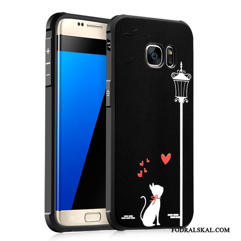 Skal Samsung Galaxy S7 Skydd Nubuck Fallskydd, Fodral Samsung Galaxy S7 Tecknat Telefon Svart