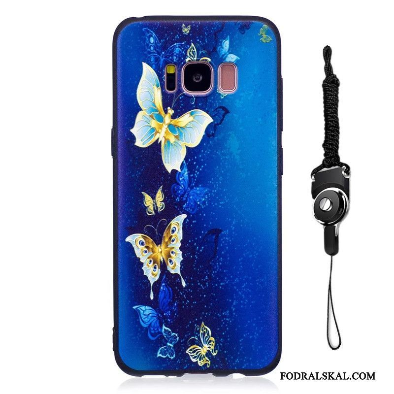 Skal Samsung Galaxy S8+ Tecknat Telefon Blå, Fodral Samsung Galaxy S8+ Mjuk Nubuck