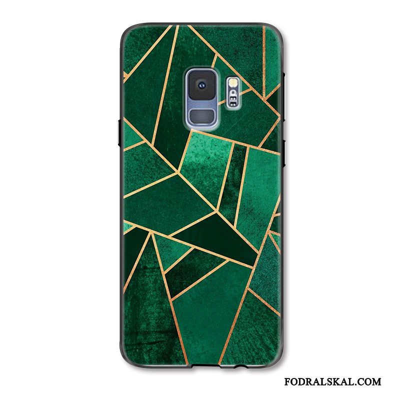 Skal Samsung Galaxy S9 Färg Telefon Grön, Fodral Samsung Galaxy S9 Silikon Hängsmycken Geometri