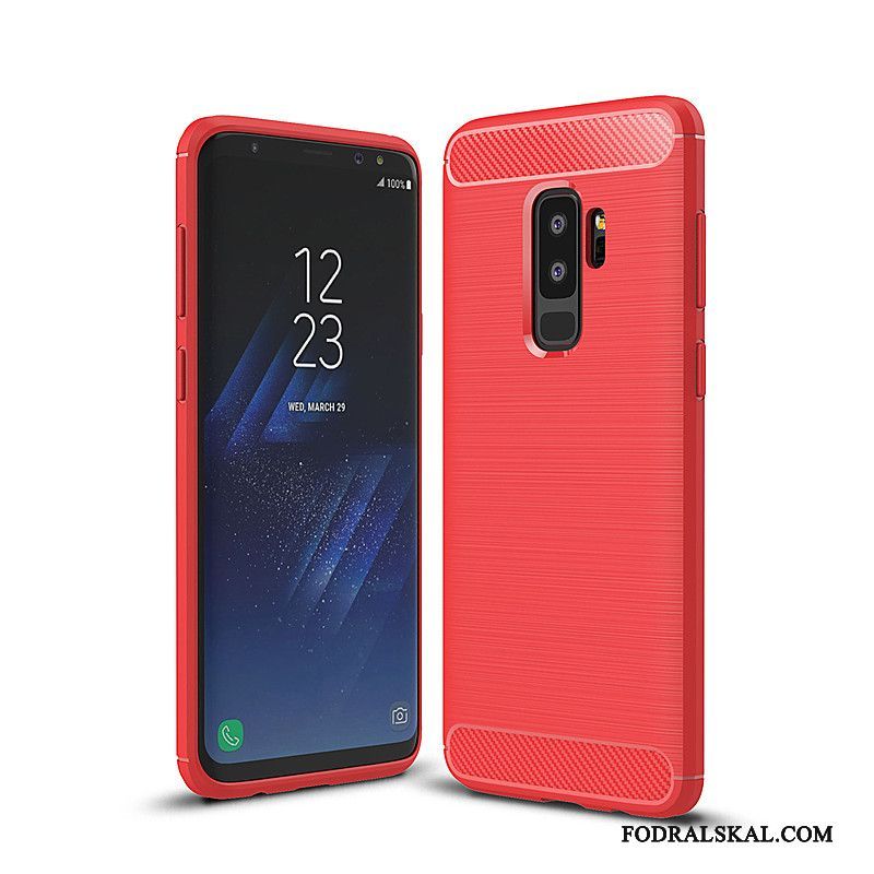 Skal Samsung Galaxy S9+ Mjuk Telefon Röd, Fodral Samsung Galaxy S9+ Skydd Fallskydd Kostfiber