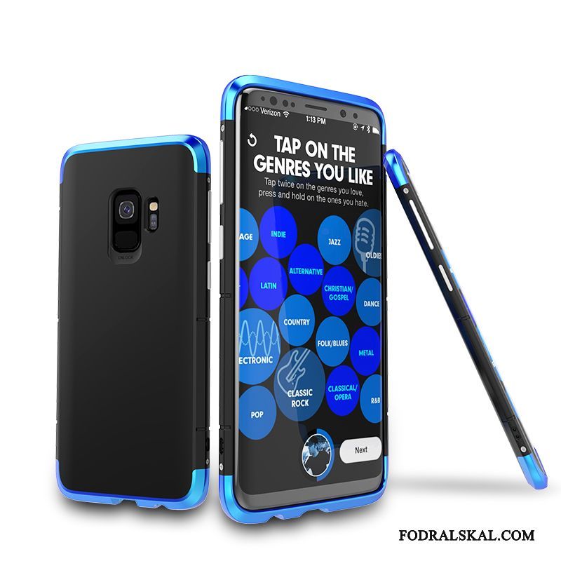 Skal Samsung Galaxy S9 Påsar Fallskyddtelefon, Fodral Samsung Galaxy S9 Metall Personlighet Mörkblå