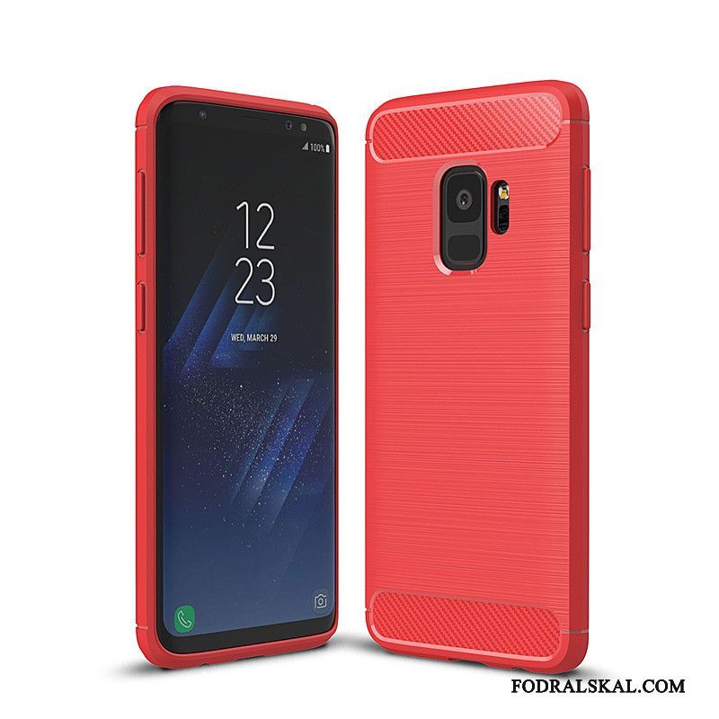 Skal Samsung Galaxy S9 Silikon Telefon Röd, Fodral Samsung Galaxy S9 Mjuk Fallskydd Kostfiber