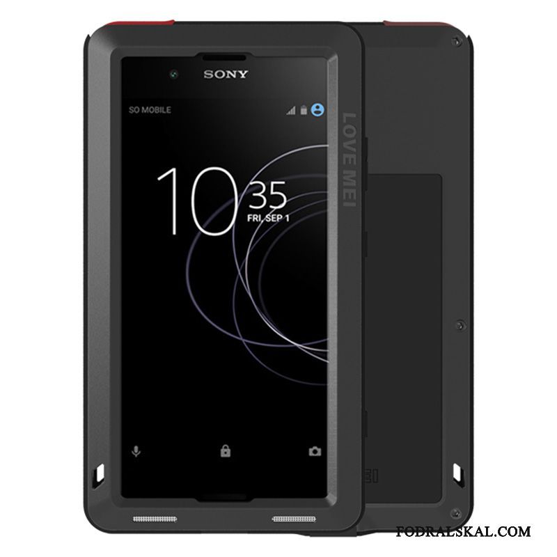 Skal Sony Xperia Xa1 Plus Påsar Tre Försvar Svart, Fodral Sony Xperia Xa1 Plus Metall Telefon Fallskydd