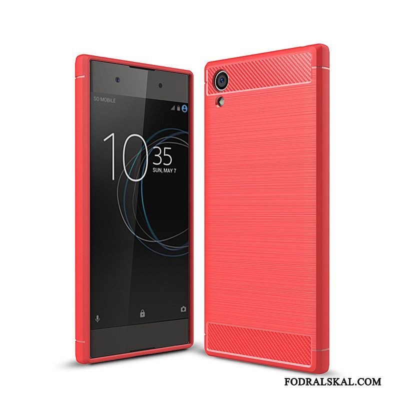 Skal Sony Xperia Xa1 Plus Skydd Röd Kostfiber, Fodral Sony Xperia Xa1 Plus Mjuk Telefon
