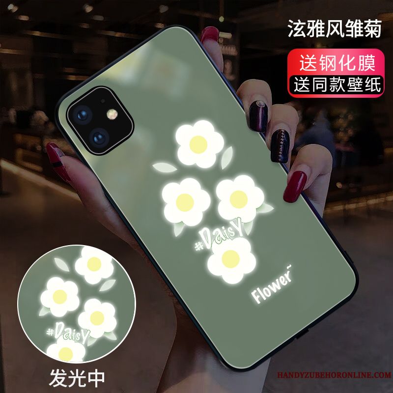 Skal iPhone 11 Blommor Cow, Fodral iPhone 11 Glas Net Red