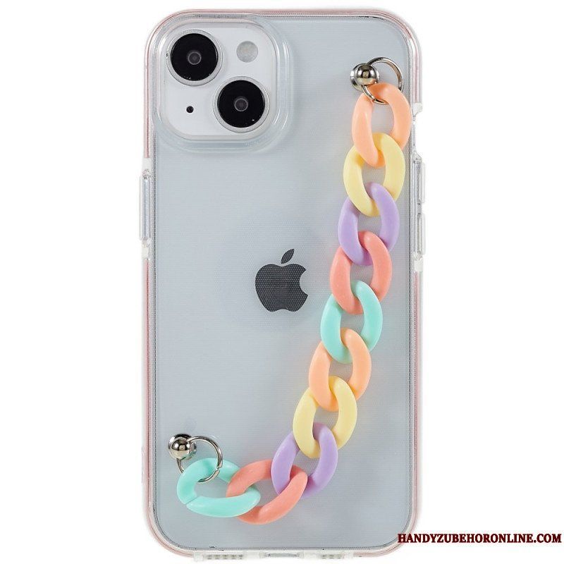 Skal iPhone 14 Plus Silikon Armband Pärlor