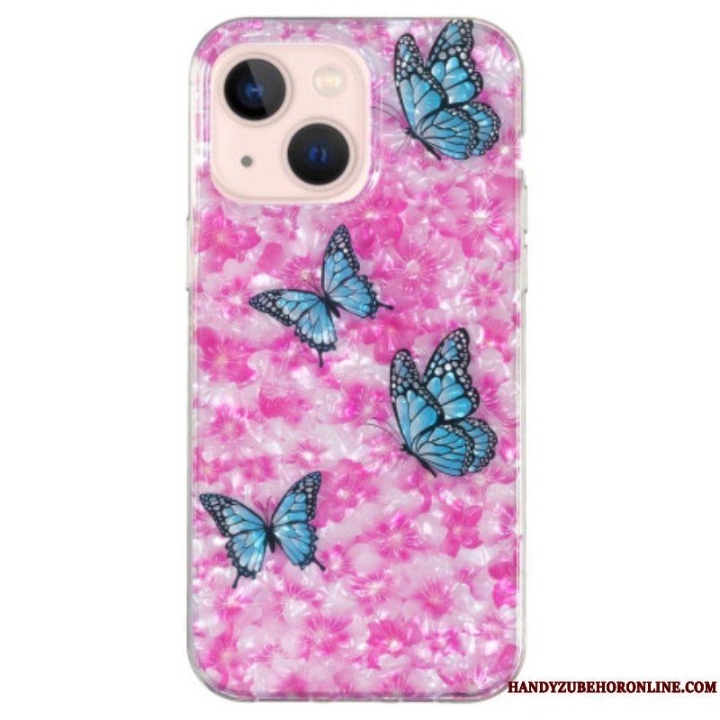 Skal iPhone 15 Plus Blommor Och Fjärilar