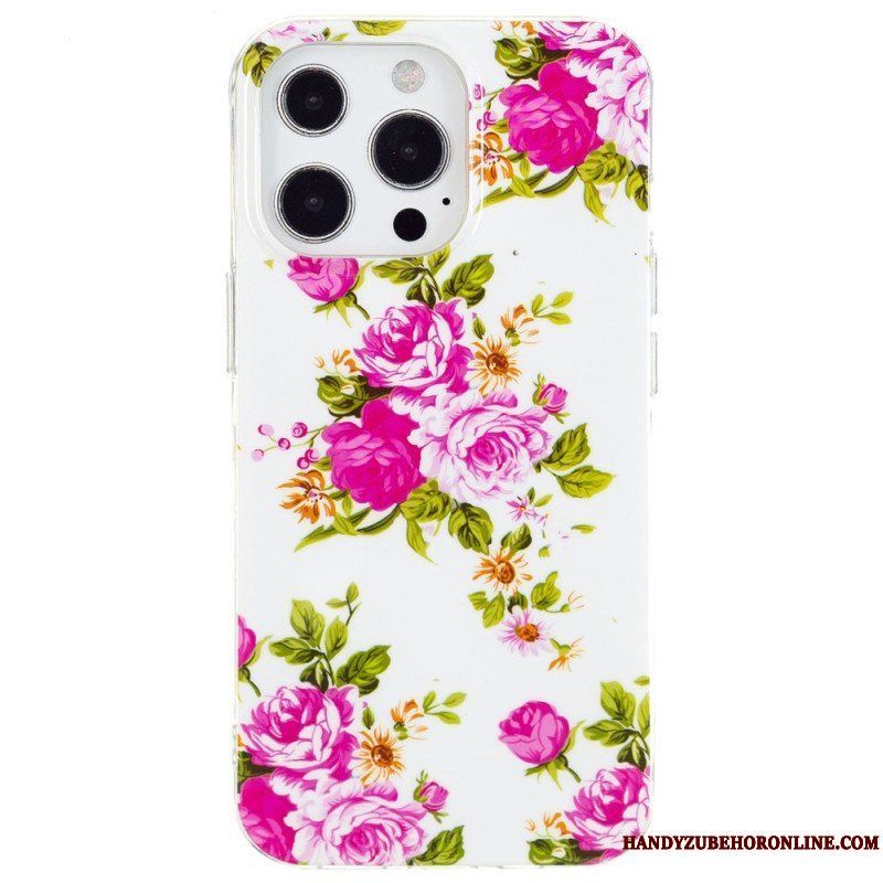 Skal iPhone 15 Pro Fluorescerande Blommor