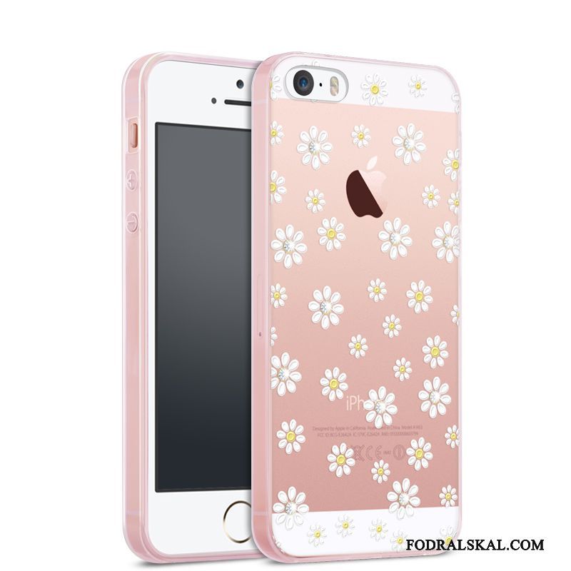 Skal iPhone 5/5s Skydd Transparent Fallskydd, Fodral iPhone 5/5s Strass Telefon Rosa
