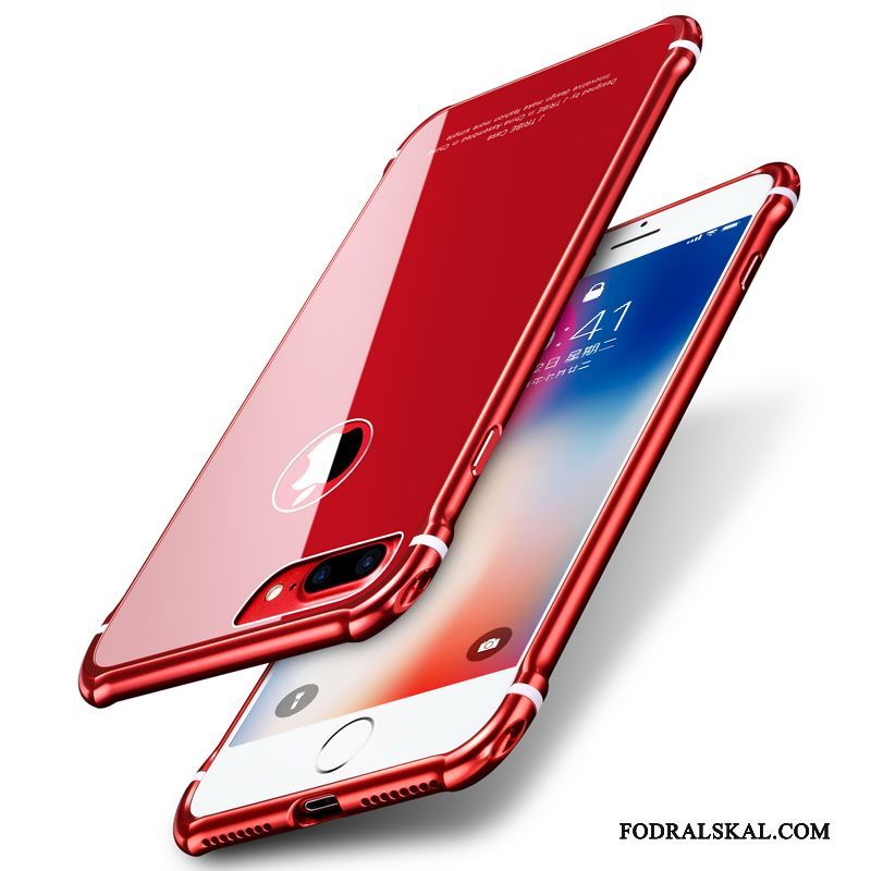 Skal iPhone 6/6s Plus Metall Glas Röd, Fodral iPhone 6/6s Plus Telefon Trend