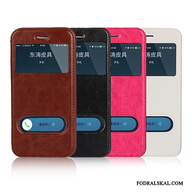 Skal iPhone 6/6s Plus Påsar Fallskydd Röd, Fodral iPhone 6/6s Plus Läderfodral Bruntelefon