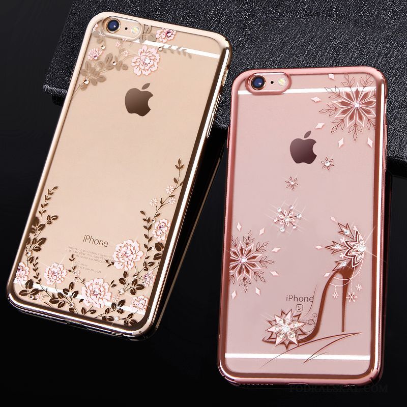 Skal iPhone 6/6s Plus Påsar Transparenttelefon, Fodral iPhone 6/6s Plus Strass Guld Rosa