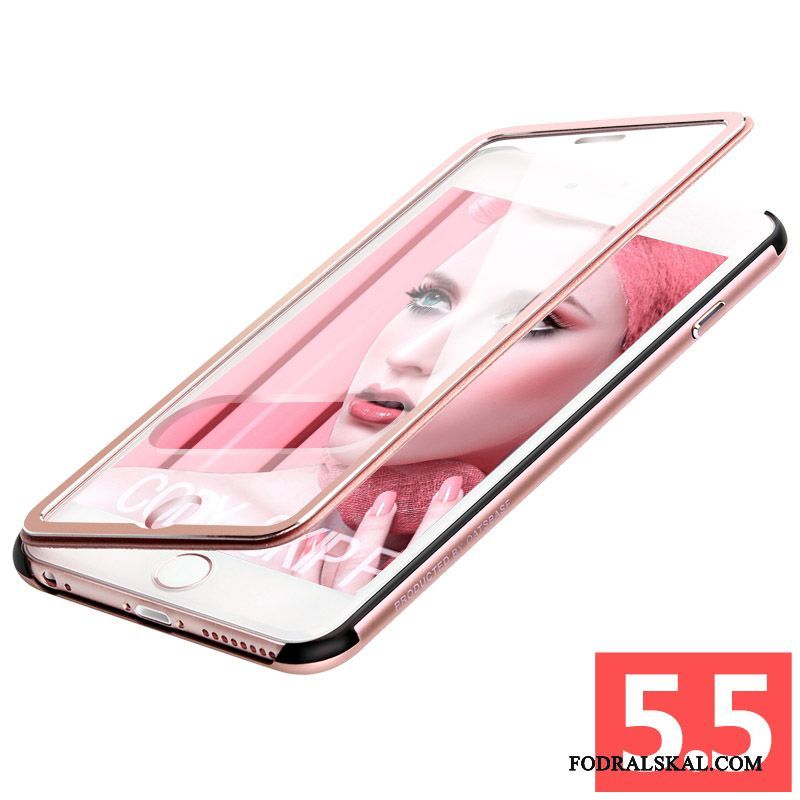 Skal iPhone 6/6s Plus Täcka Windows Fallskydd, Fodral iPhone 6/6s Plus Metall Rosa
