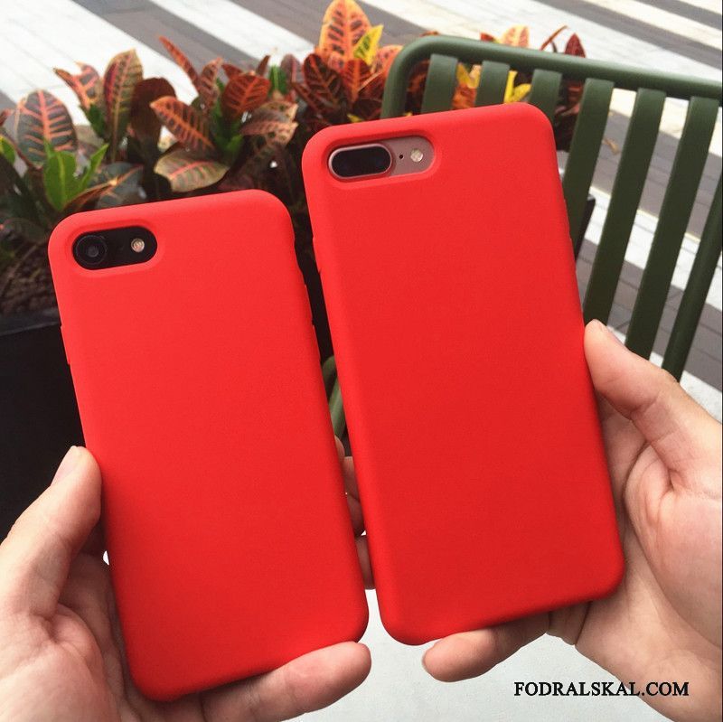 Skal iPhone 7 Mjuk Nubuck Röd, Fodral iPhone 7 Silikon Rosa Fallskydd