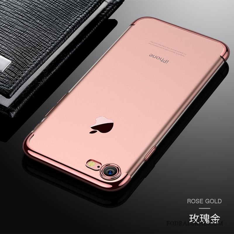 Skal iPhone 7 Mjuk Transparent Rosa, Fodral iPhone 7 Silikon Slimtelefon