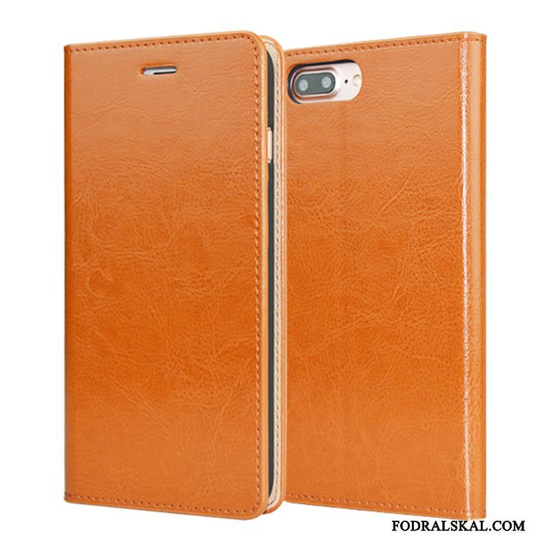 Skal iPhone 7 Plus Läder Business Kvalitet, Fodral iPhone 7 Plus Täcka Fallskydd Orange