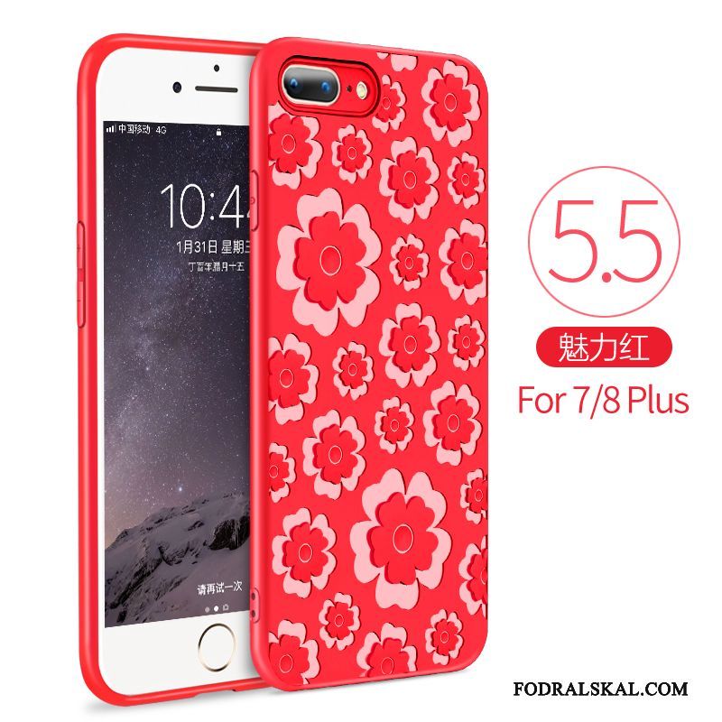 Skal iPhone 7 Plus Silikon Slim Röd, Fodral iPhone 7 Plus Mjuk Fallskyddtelefon
