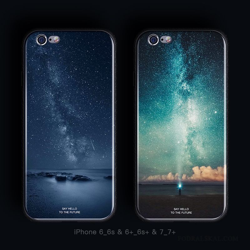 Skal iPhone 7 Plus Skydd Glastelefon, Fodral iPhone 7 Plus Mjuk Fallskydd Blå