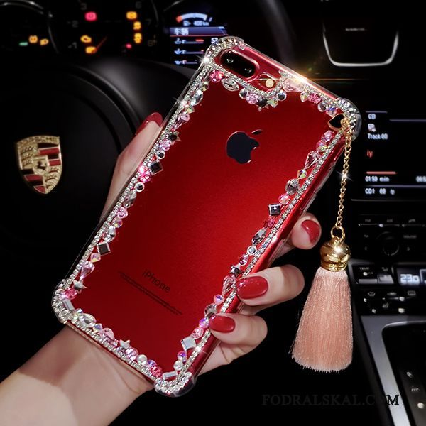 Skal iPhone 8 Färg Transparent Röd, Fodral iPhone 8 Silikon Med Tofstelefon