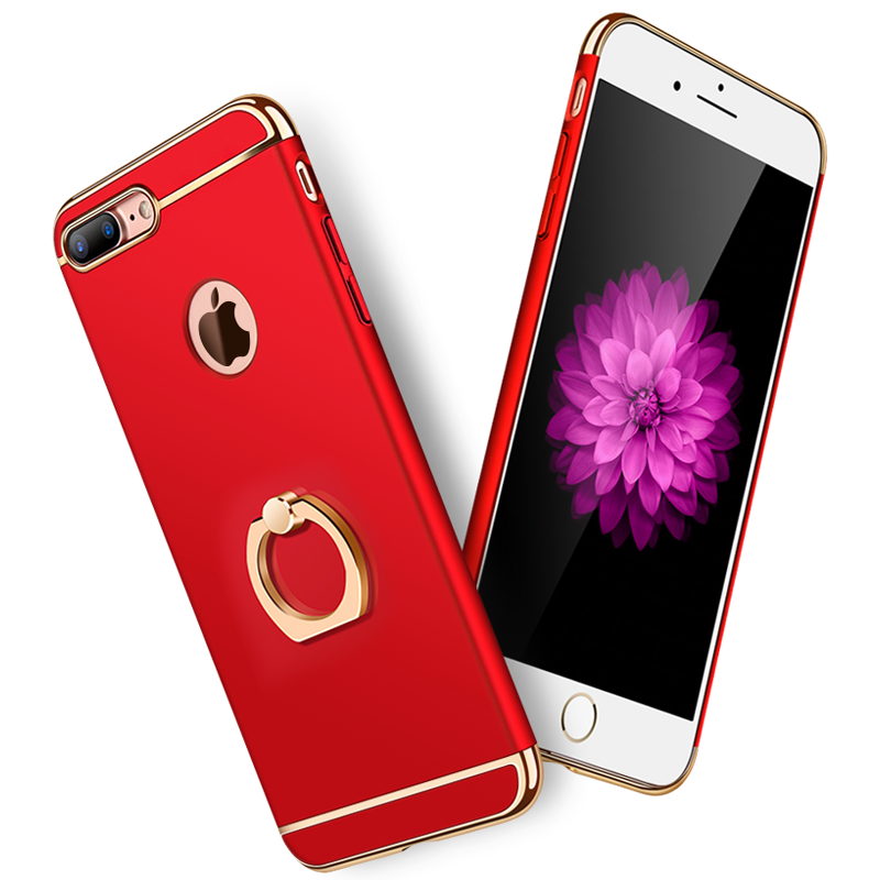 Skal iPhone 8 Plus Support Telefon Ring, Fodral iPhone 8 Plus Skydd Trend Röd