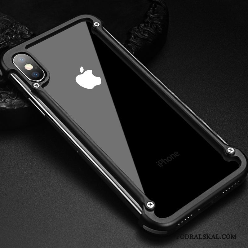 Skal iPhone X Kreativa Frame Svart, Fodral iPhone X Metall Personlighet Fallskydd