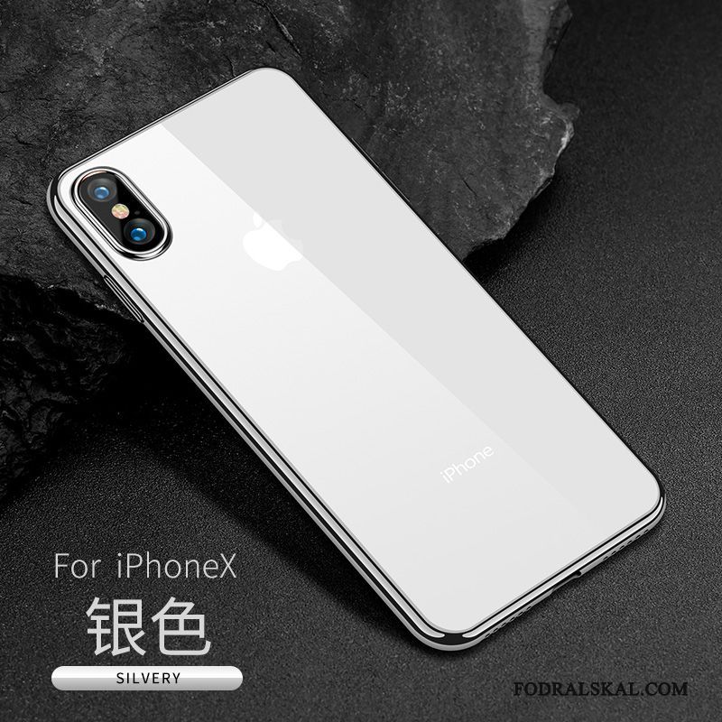 Skal iPhone X Silikon Transparent Slim, Fodral iPhone X Vit Silver