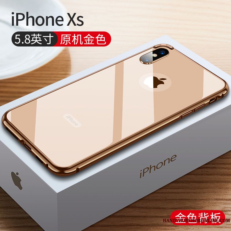 Skal iPhone Xs Metall Trend Varumärketelefon, Fodral iPhone Xs Skydd Guld Slim
